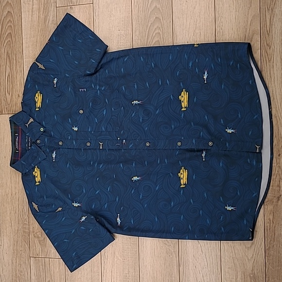 WILLIAM MURRAY Blue The Life Aquatic Movie‎ S Mens Button Up Short Sleeve Shirt